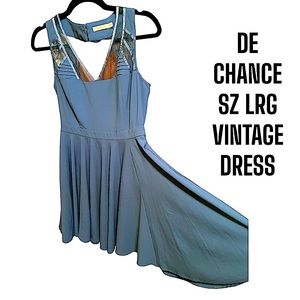 VINTAGE DE CHANCE EUC OPEN BACK DRESS BACK ZIP SZ LRG COLOR IS BLUISH GREEN